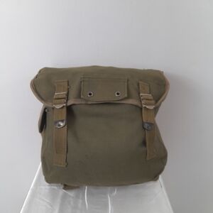 Vintage Military Unisex Haversack Bag  Green Heavy Duty Canvas